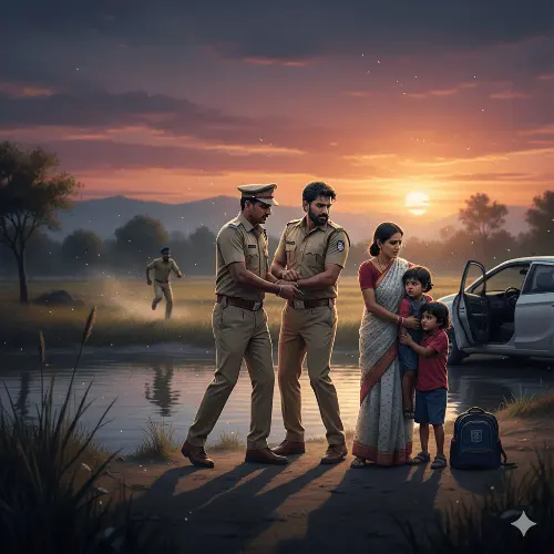 स्कूल से लौट रही पत्नी और दो बच्चों का फिल्मी स्टाइल में अपहरण, पुलिस ने घेराबंदी कर छुड़ाया