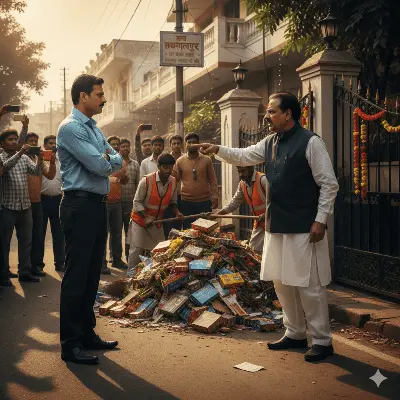 सड़क पर फेंका दिवाली का कचरा, तो CMO ने उठवाकर नेताजी के घर के अंदर ही फिंकवा दिया!