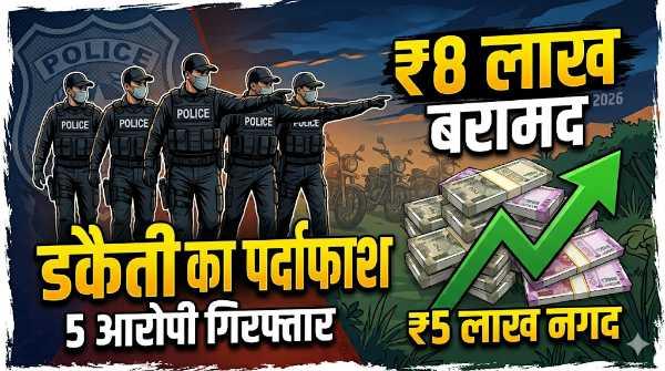 'ऑपरेशन डकैत': 5 लाख की लूट का पर्दाफाश, 5 गिरफ्तार; 8 लाख का मशरूका बरामद