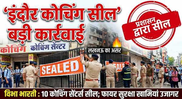 लखनऊ अग्निकांड का असर: इंदौर में मचा हड़कंप, 10 कोचिंग सेंटर्स और नामी इमारतें सील