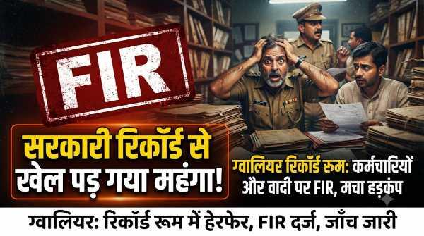 सरकारी रिकॉर्ड से खेल पड़ गया महंगा: ग्वालियर में रिकॉर्ड रूम के कर्मचारियों और वादी पर FIR
